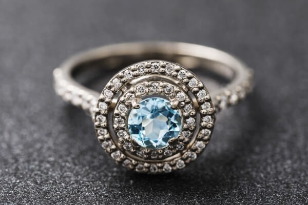blue topaz & cubic zirconia ring
